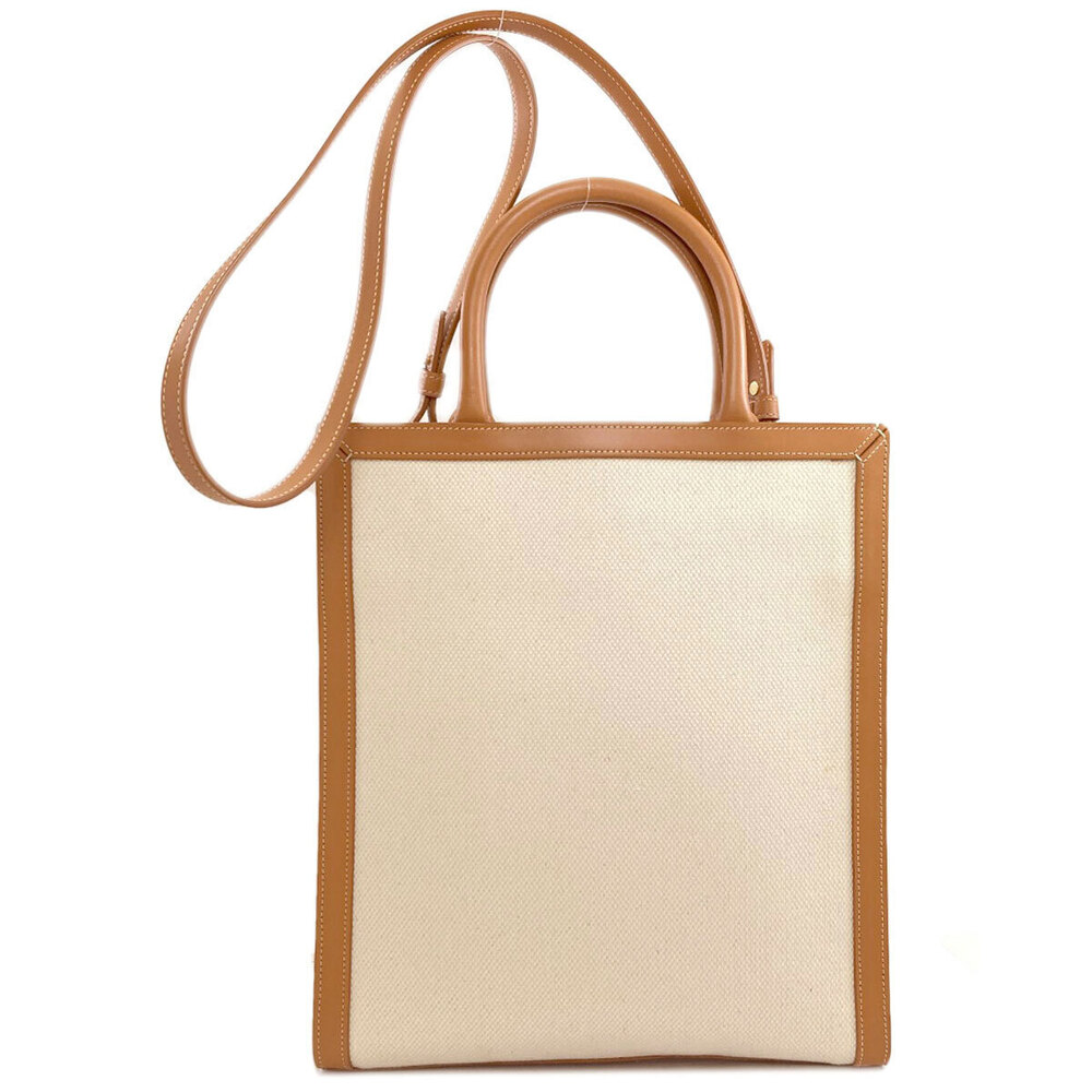 Celine Cabas Vertical Handbag Calfskin Canvas Black